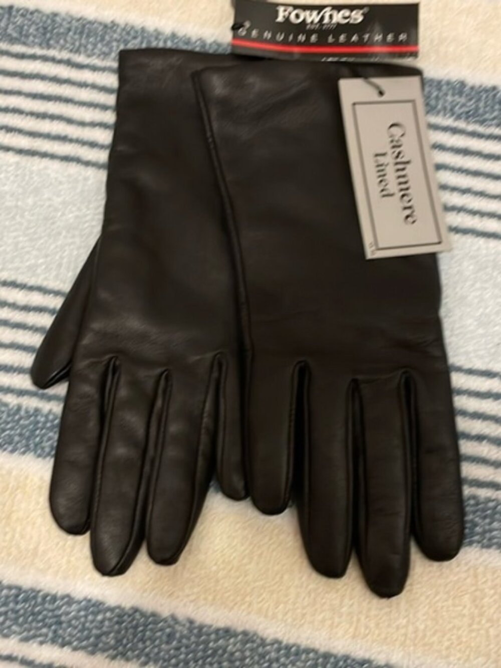 PERFECT FOWNES NWT Size 6,5 LEATHER GLOVES CASHMERE LINED BROWN